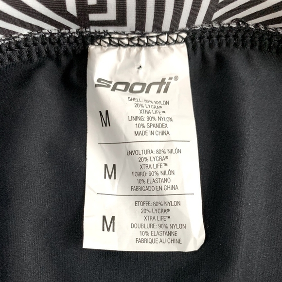 Women’s Swim Bottom SPORTI Black & White Chevron Drawstring Swim Bikini Bottom - Picture 4 of 4